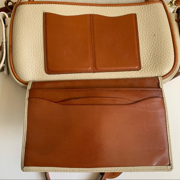 Vintage Dooney & Bourke Tan Leather Crossbody Bag Leather Two Tone Brown Taupe - Picture 7 of 14